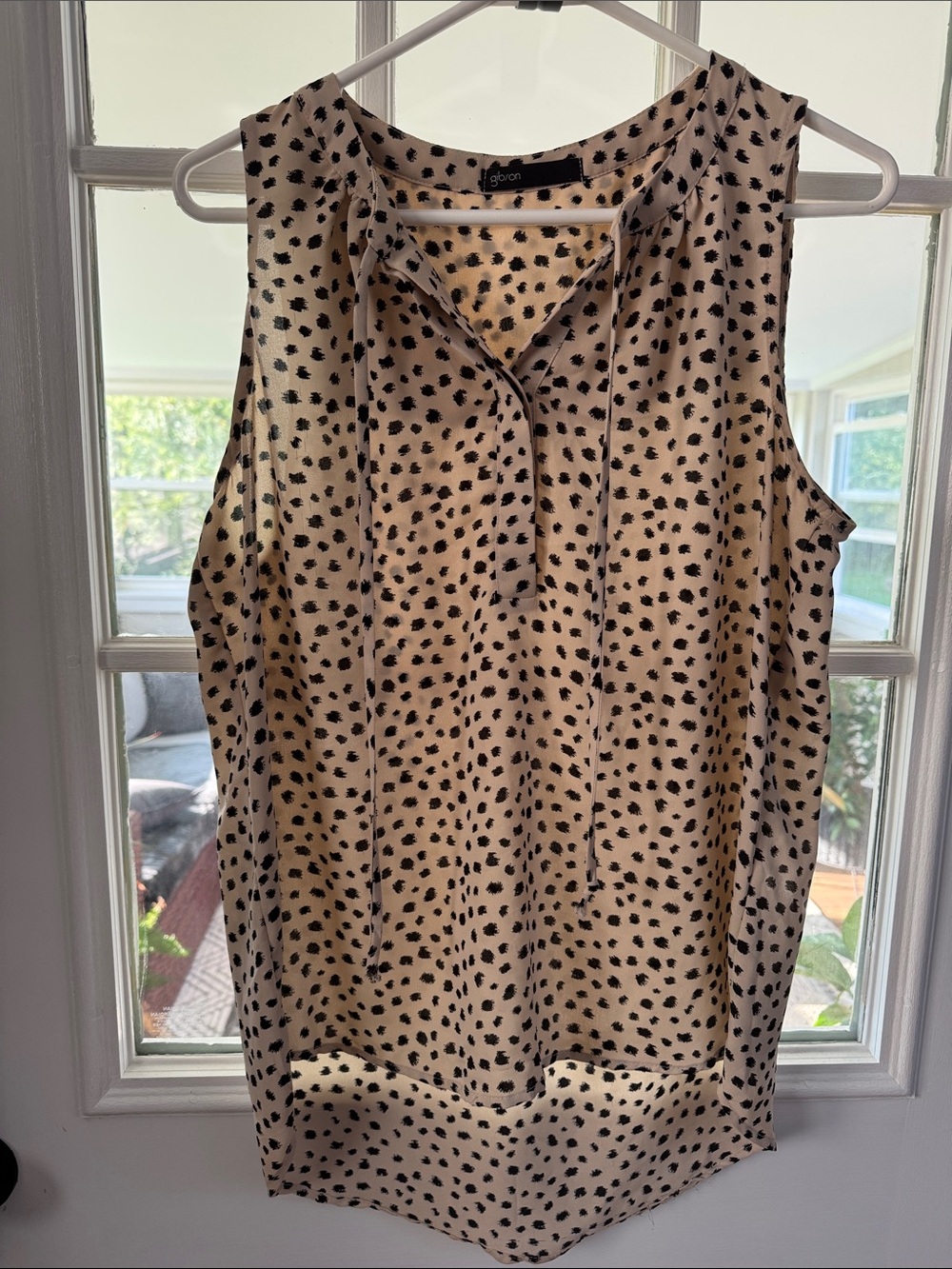 Gibson Beige Sleeveless Cami with Black Spot Print